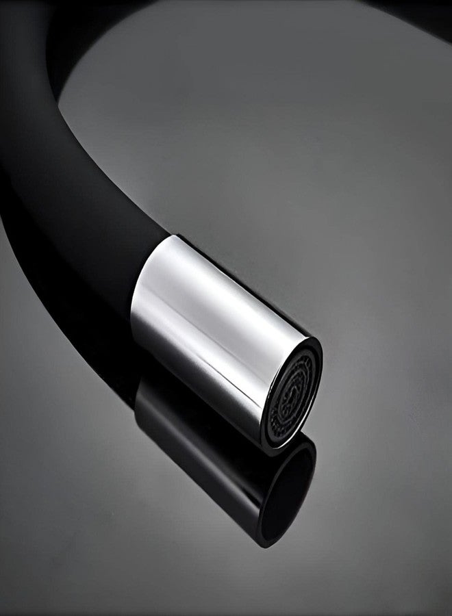 SPAZIO صنبور SPAZIO Vignette المرن ذو العنق المعقوف المصنوع من النحاس الأصفر، مزود بخرطوم سيليكون مرن بزاوية 360 درجة ونمط تدفق أحادي، للماء الساخن/البارد لحوض المطبخ، حنفية حوض الغسيل، مطلية بالكروم، لون فضي، صنبور عمودي - Image 2